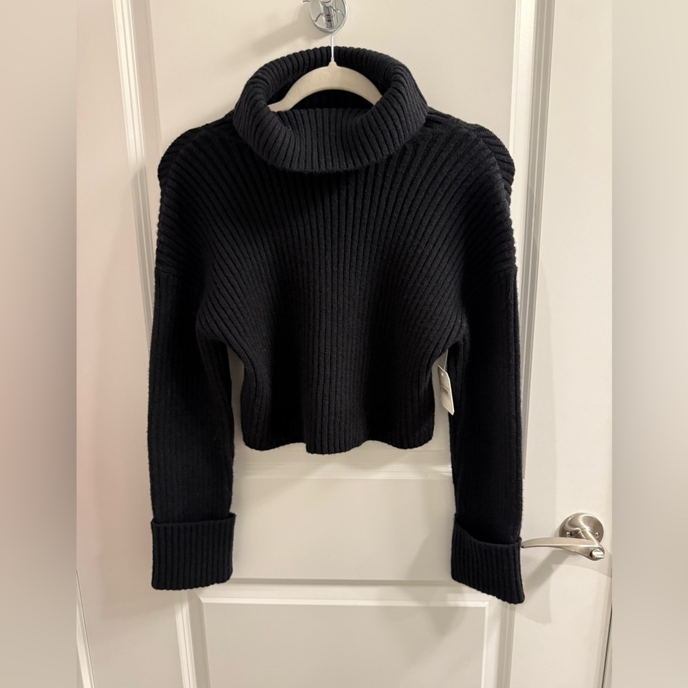 Altar'd State Black Ribbed Cropped Turtleneck Sweater